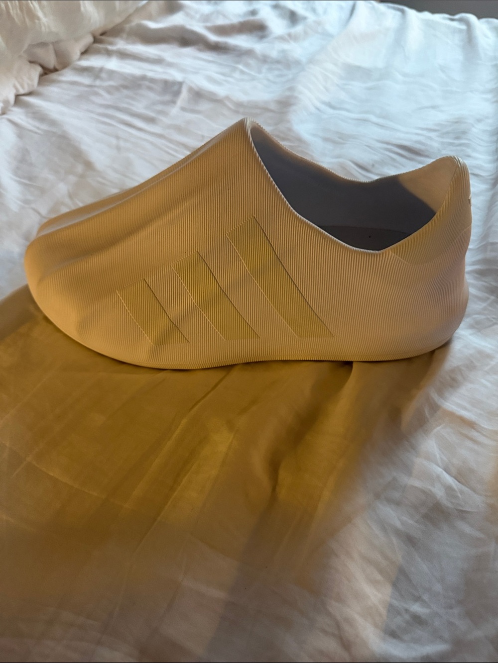 White Addidas foam slip-On Men's Sneakers with Subtle Stripe Detail ,comfortable